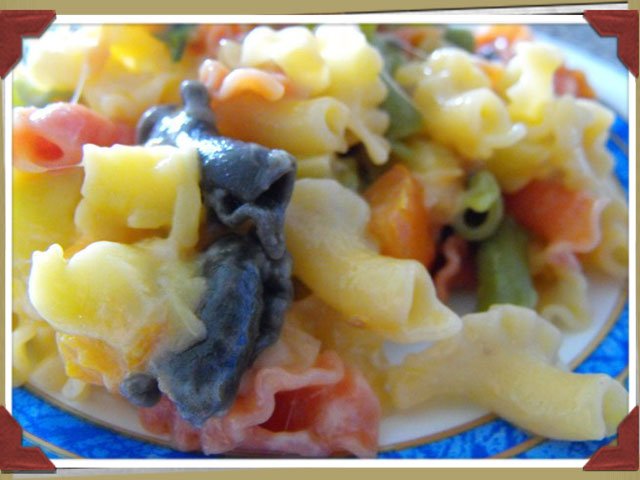 Pasta con berengena y queso