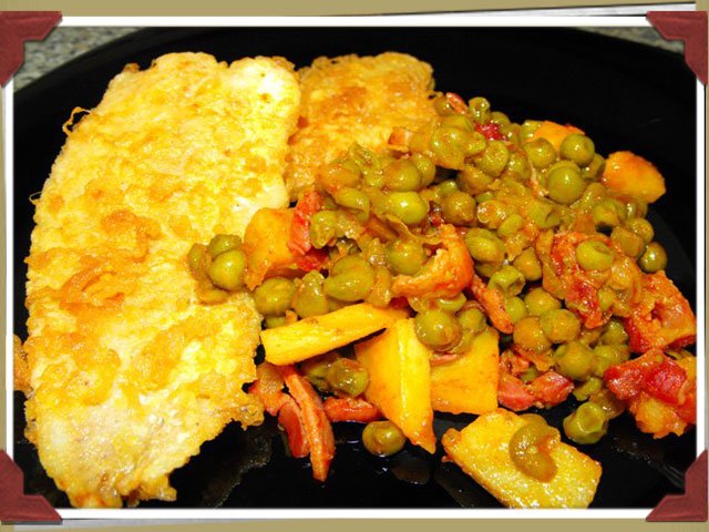 Merluza con guisantes y jamón Merluza con guisantes y jamón