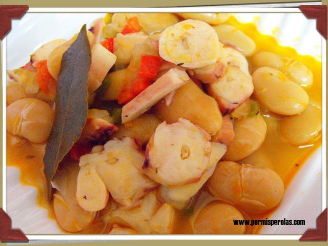 Judiones con pulpo