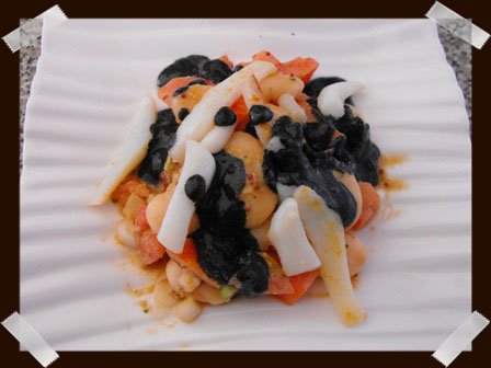 Ensalada templada de judiones con sepia