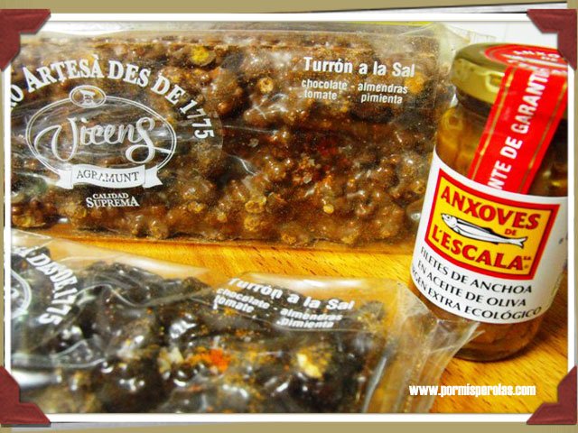 Turrón a la sal y anchoas de l'Escala